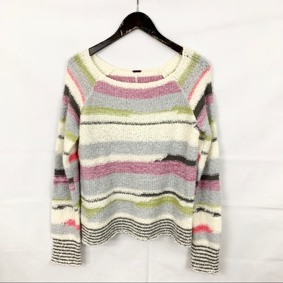 Free People Sweaters - Free People Striped Knit Wool Cozy Sweater